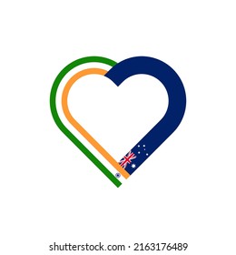 unity concept. heart ribbon icon of india and australia flags. vector illustration isolated on white background