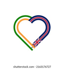 unity concept. heart ribbon icon of india and union jack flags. vector illustration isolated on white background