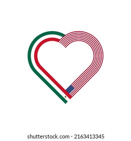 unity concept. heart ribbon icon of mexico and united states flags. vector illustration isolated on white background