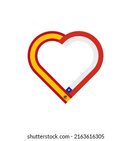 Einheitskonzept. Herzbandsymbol von Spain- und Kachelflaggen. Vektorgrafik einzeln auf weißem Hintergrund