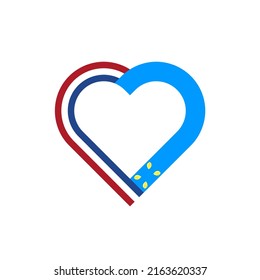 unity concept. heart ribbon icon of netherlands and hilversum flags. vector illustration isolated on white background