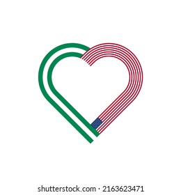 unity concept. heart ribbon icon of nigeria and united states flags. vector illustration isolated on white background