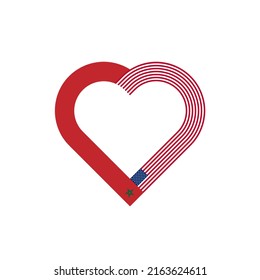 unity concept. heart ribbon icon of morocco and united states flags. vector illustration isolated on white background