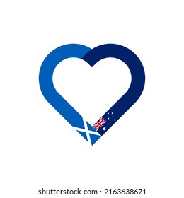 unity concept. heart ribbon icon of scotland and australia flags. vector illustration isolated on white background