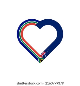 unity concept. heart ribbon icon of south africa and australia flags. vector illustration isolated on white background
