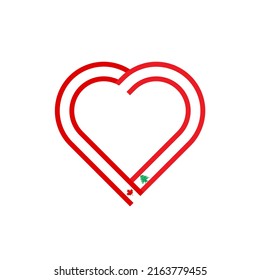 unity concept. heart ribbon icon of canada and lebanon flags. vector illustration isolated on black background