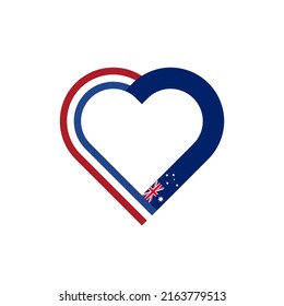 unity concept. heart ribbon icon of netherlands and australia flags. vector illustration isolated on white background