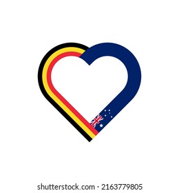 unity concept. heart ribbon icon of belgium and australia flags. vector illustration isolated on white background