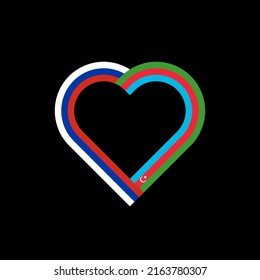 concepto de unidad. icono de la cinta de corazón de banderas de rusia y azerbaiyán. ilustración vectorial aislada en fondo negro