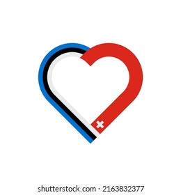 unity concept. heart ribbon icon of estonia and switzerland flags. vector illustration isolated on white background