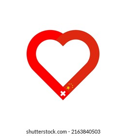 unity concept. heart ribbon icon of switzerland and china flags. vector illustration isolated on white background