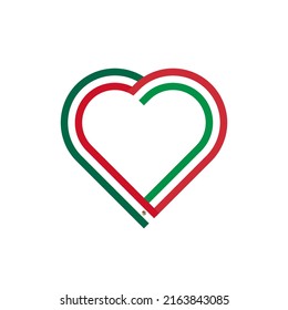 concepto de unidad. icono de la cinta de corazón de las banderas de méxico y italia. ilustración vectorial aislada en fondo blanco