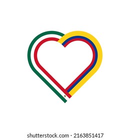 unity concept. heart ribbon icon of mexico and colombia flags. vector illustration isolated on white background