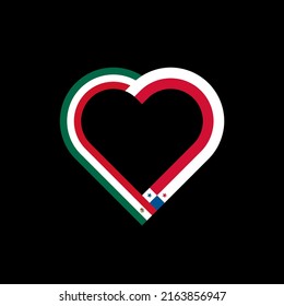 unity concept. heart ribbon icon of mexico and panama flags. vector illustration isolated on balck background