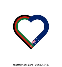unity concept. heart ribbon icon of afghanistan and australia flags. vector illustration isolated on white background
