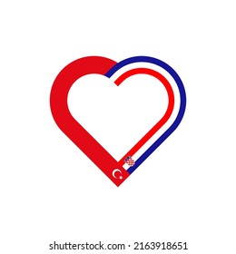 unity concept. heart ribbon icon of turkey and croatia flags. vector illustration isolated on white background