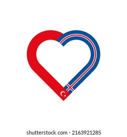 unity concept. heart ribbon icon of turkey and iceland flags. vector illustration isolated on white background