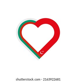 unity concept. heart ribbon icon of bulgaria and turkey flags. vector illustration isolated on white background