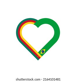 unity concept. heart ribbon icon of cameroon and brazil flags. vector illustration isolated on white background
