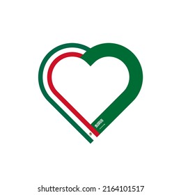 Einheitskonzept. Herzbandsymbol der mexico- und saudi arabia-Flaggen. Vektorgrafik einzeln auf weißem Hintergrund