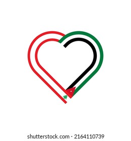 concepto de unidad. icono de la cinta de corazón de banderas del líbano y jordania. ilustración vectorial aislada en fondo blanco