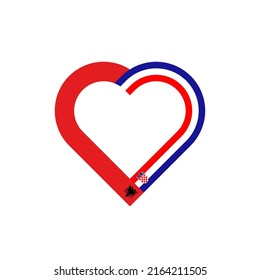 concepto de unidad. icono de la cinta de corazón de albania y banderas croatas. ilustración vectorial aislada en fondo blanco