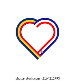 unity concept. heart ribbon icon of romania and croatia flags. vector illustration isolated on white background