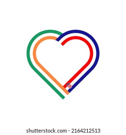 concepto de unidad. icono de la cinta de corazón de irlanda y banderas croatas. ilustración vectorial aislada en fondo blanco