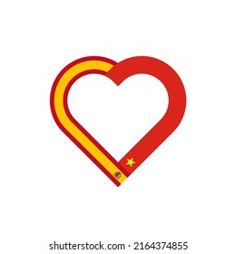 concepto de unidad. icono de la cinta de corazón de las banderas españa y vietnam. ilustración vectorial aislada en fondo blanco