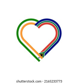 unity concept. heart ribbon icon of india and south africa flags. vector illustration isolated on white background