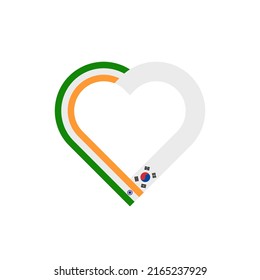 unity concept. heart ribbon icon of india and south korea flags. vector illustration isolated on white background