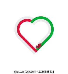 unity concept. heart ribbon icon of poland and wales flags. vector illustration isolated on white background	