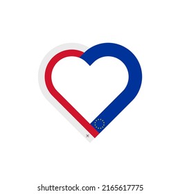 unity concept. heart ribbon icon of malta and european union flags. vector illustration isolated on white background