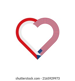 unity concept. heart ribbon icon of czech republic and united states flags. vector illustration isolated on white background