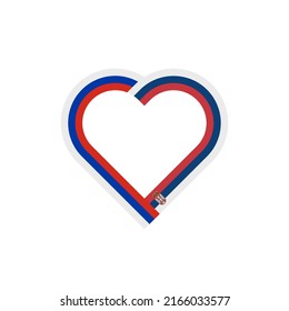 concepto de unidad. icono de la cinta de corazón de banderas de rusia y serbia. ilustración vectorial aislada en fondo blanco