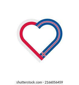unity concept. heart ribbon icon of poland and iceland flags. vector illustration isolated on white background