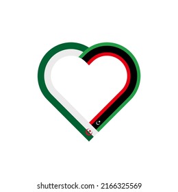 unity concept. heart ribbon icon of algeria and libya flags. vector illustration isolated on white background