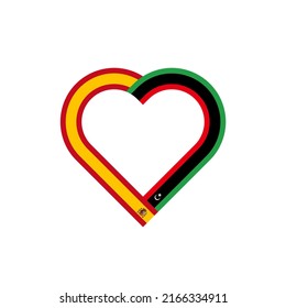concepto de unidad. icono de la cinta de corazón de las banderas de españa y libia. ilustración vectorial aislada en fondo blanco