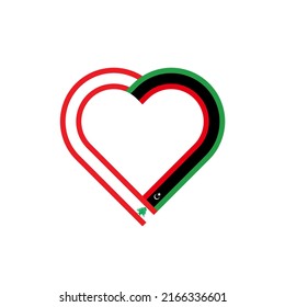 unity concept. heart ribbon icon of lebanon and libya flags. vector illustration isolated on white background