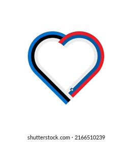unity concept. heart ribbon icon of estonia and slovenia flags. vector illustration isolated on white background