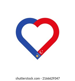 unity concept. heart ribbon icon of kosovo and turkey flags. vector illustration isolated on white background