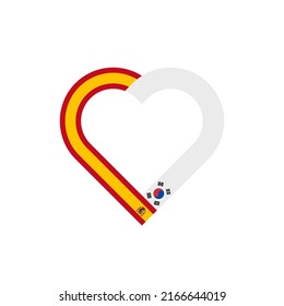 unity concept. heart ribbon icon of spain and south korea flags. vector illustration isolated on white background