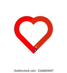 unity concept. heart ribbon icon of taiwan and china flags. vector illustration isolated on white background