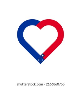 unity concept. heart ribbon icon of european union and taiwan flags. vector illustration isolated on white background