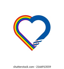 concepto de unidad. icono de la cinta de corazón de las banderas arcoiris y de friesland. ilustración vectorial aislada en fondo blanco
