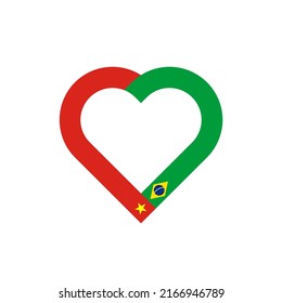 unity concept. heart ribbon icon of vietnam and brazil flags. vector illustration isolated on white background