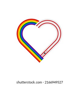 unity concept. heart ribbon icon of rainbow and drenthe flags. vector illustration isolated on white background	