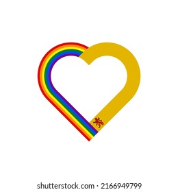 unity concept. heart ribbon icon of rainbow and south holland flags. vector illustration isolated on white background	