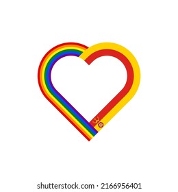 unity concept. heart ribbon icon of rainbow and hampshire flags. vector illustration isolated on white background