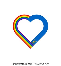unity concept. heart ribbon icon of rainbow and suffolk flags. vector illustration isolated on white background